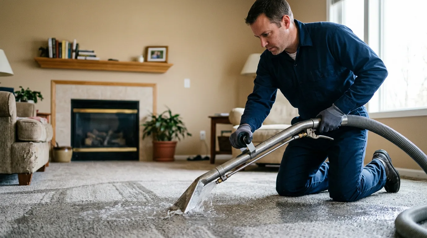 Water damage restoration technician working near White Plains, GA